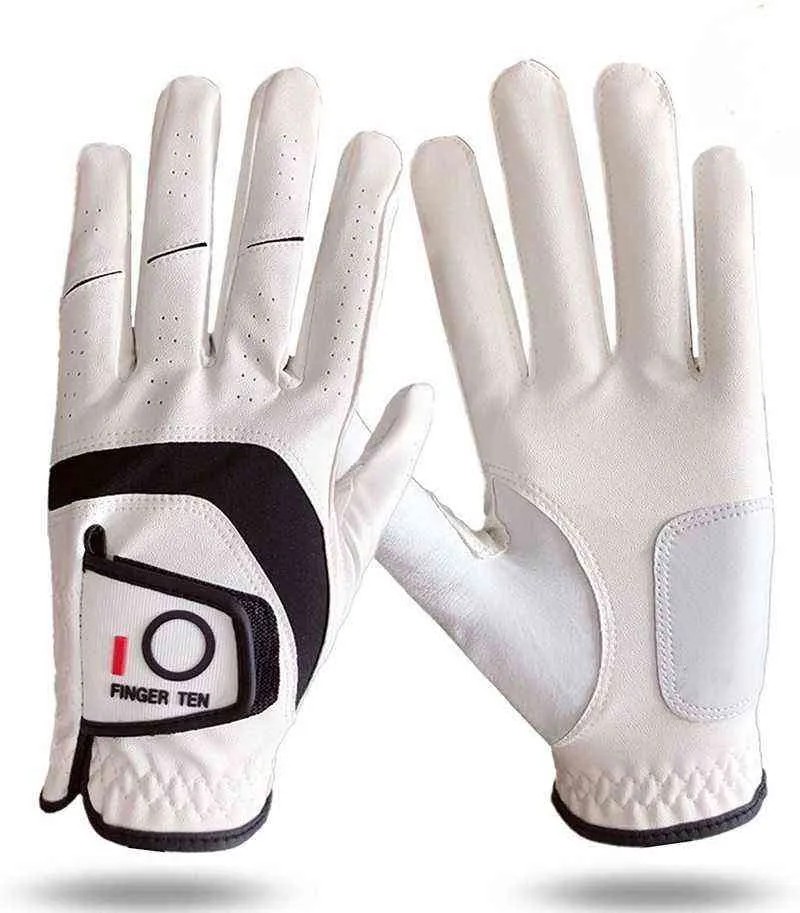 5 stks Premium Cabretta Lederen Golf Handschoenen Mannen Links Rechterhand Regen Grip Slijtvast Duurzaam Flexibel Comfortabel 220111300B