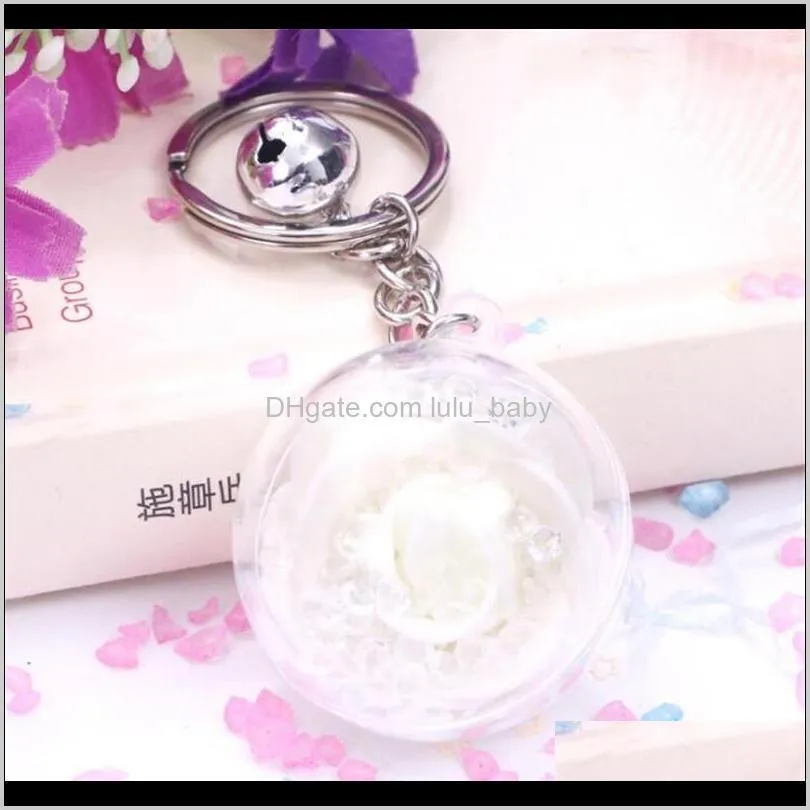 new creative metal bell eternal flower rose bottle key chain alloy women key ring pendant key chain