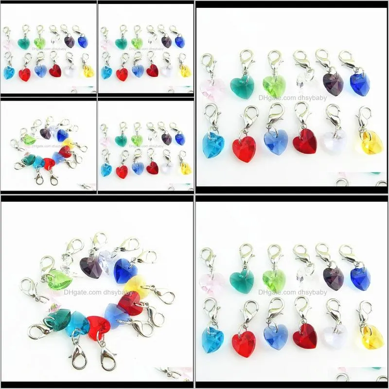 whole salewholesale 12 month crystal birthstone charm floating dangle charm for diy silver lobster clasp pendant 120pcs/lot