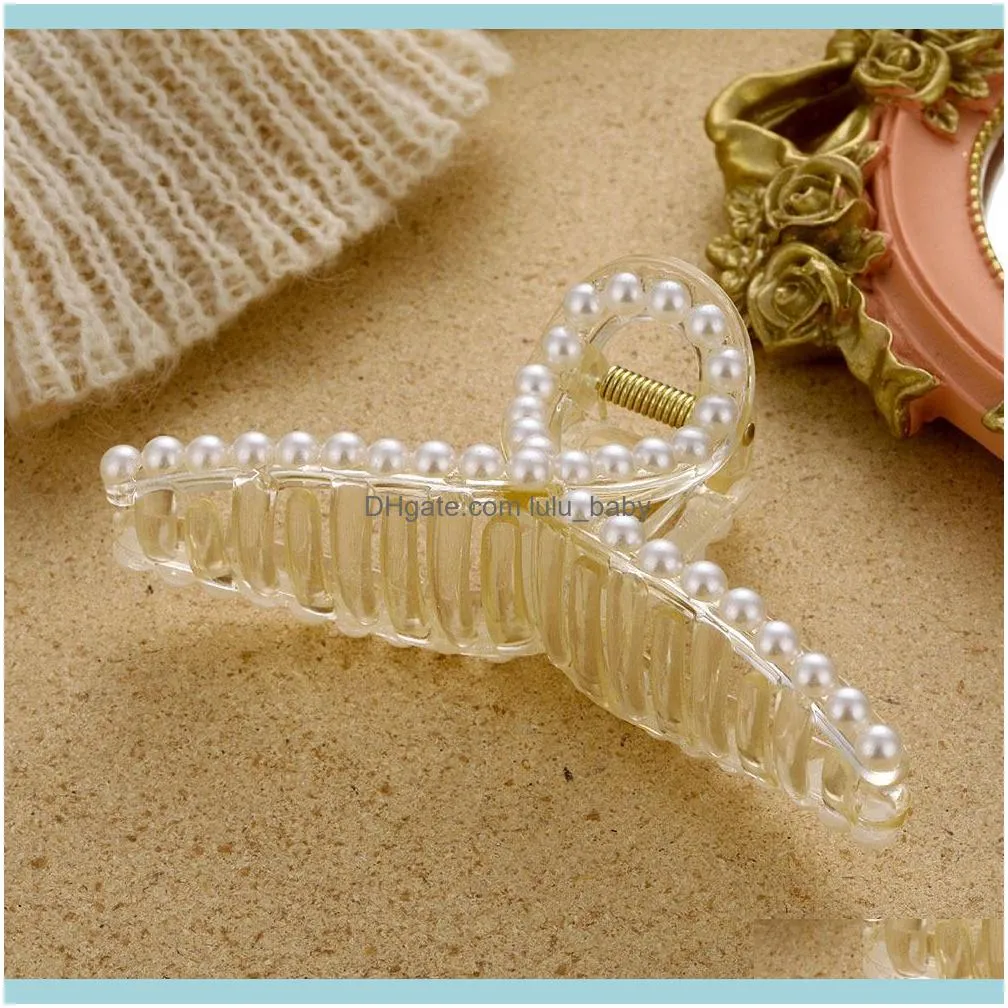 IPARAM Fashion Korean White Hair Accessories Female Heart Butterfly Geometry Big Pearl Headdress Hairpin Jewelry