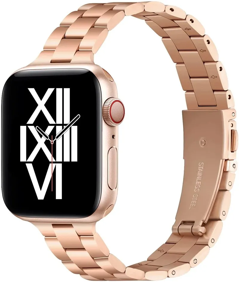 Slimband för Apple WatchBand 40mm 44mm 38mm 42mm 40 mm Tjej / Kvinnor Ultra-tunna metallarmband Iwatch Serie 6 5 4 3 SE Band