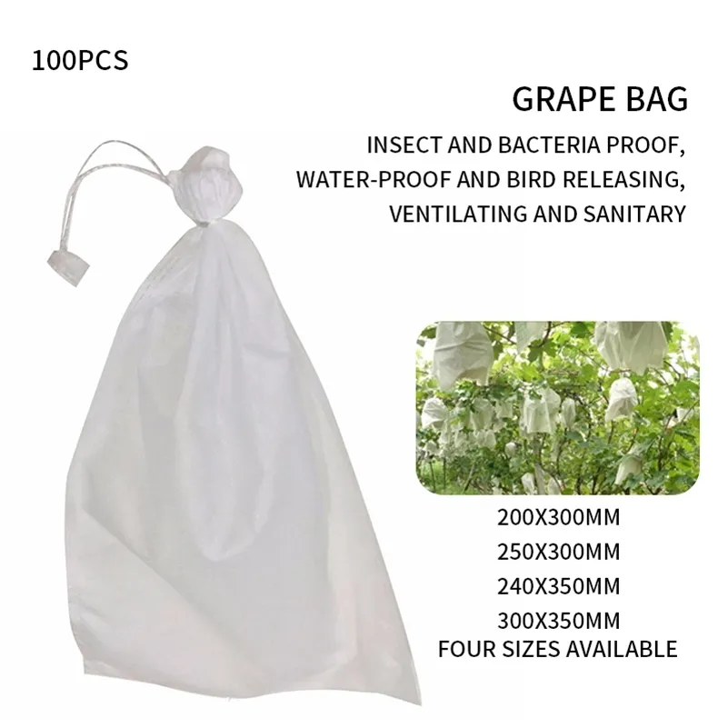 100Pcs Grape Protection Bags For Fruit Vegetable Grapes Mesh Bag Against Insect Pouch Waterproof Pest Control Anti-Bird Garden 210615