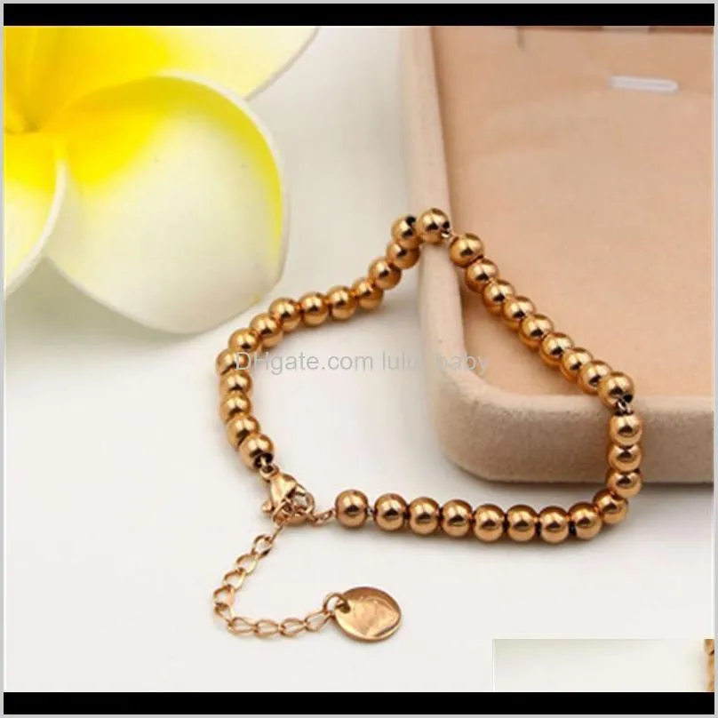 new gold color filled stainless steel beads bracelets women men heart customize 4/5mm strand bracelets