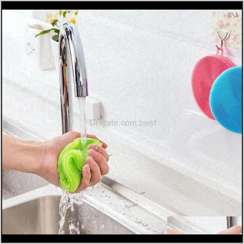 silicone sponge dish washing brush scrubber food-grade antibacterial bpa multipurpose non stick cleaning mildew smar