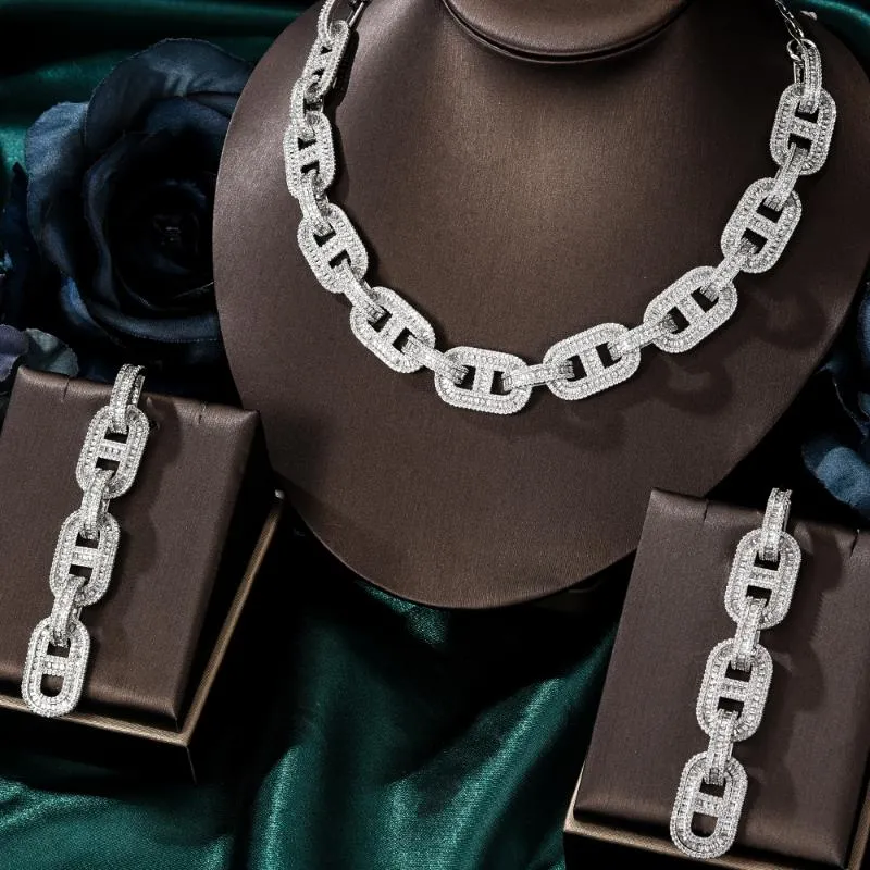 Boucles d'oreilles collier GODKI à la mode luxe 2 pièces géométrique déclaration ensembles de bijoux pour les femmes mariage complet cubique Zircon Dubai ensemble de mariée 2021