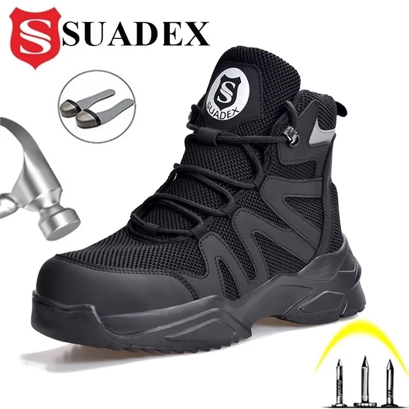 SUADEX 남성용 안전 신발을위한 SUADEX SETARCUCTIVE STOW 부츠 안티 스매싱 작업 통기성 부팅 EUR 크기 37-48 211217