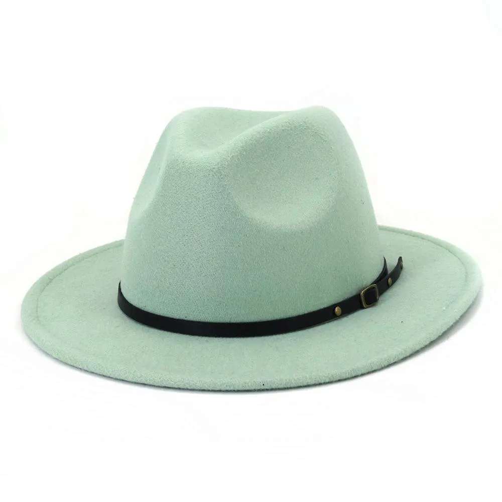 Chapeau Fedora en feutre de laine Simple à large bord, couleur unie, nouveau haut d'église, chapeau de Jazz pour hommes et femmes, robe en laine, chapeau de mariage