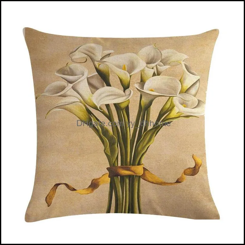 45cm*45cm Linen Cotton Pillow Covers Sofa Pillow Case Flower Plant Cushion Cover Living Room Decorative Pillows