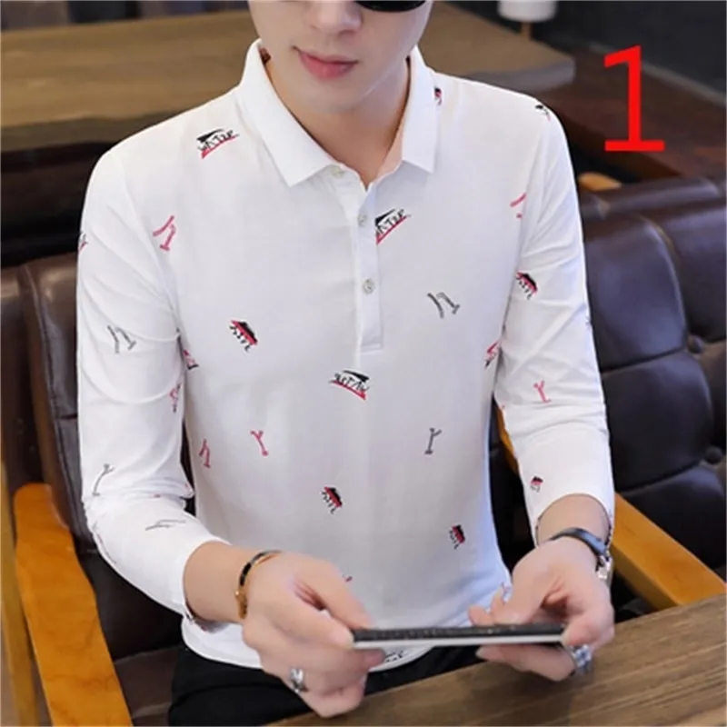 Męska koszulka z długim rękawem wiosna i jesień Biała Trendowa trendowa bawełna 210420