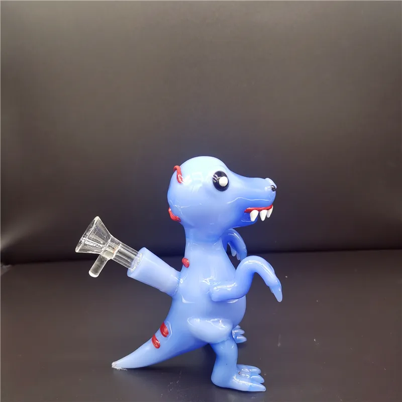 Blå Dinosaur Oil Rigs Rökning Bong Hookah Mini Partihandel Vattenpipor WondeFull Girls Dab Rig