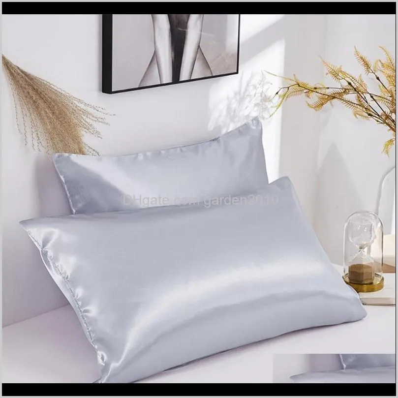 solid color soft pillowcase 2 colos satin pillow queen polyester cool standard silk multiple colors home decoration pillow case