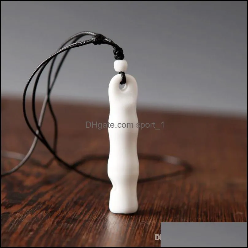 Fashion Design Womens Beautiful White/Blue/Green china Porcelain Whistle Pendant Simple Gift Necklace 6Pcs Wholesale