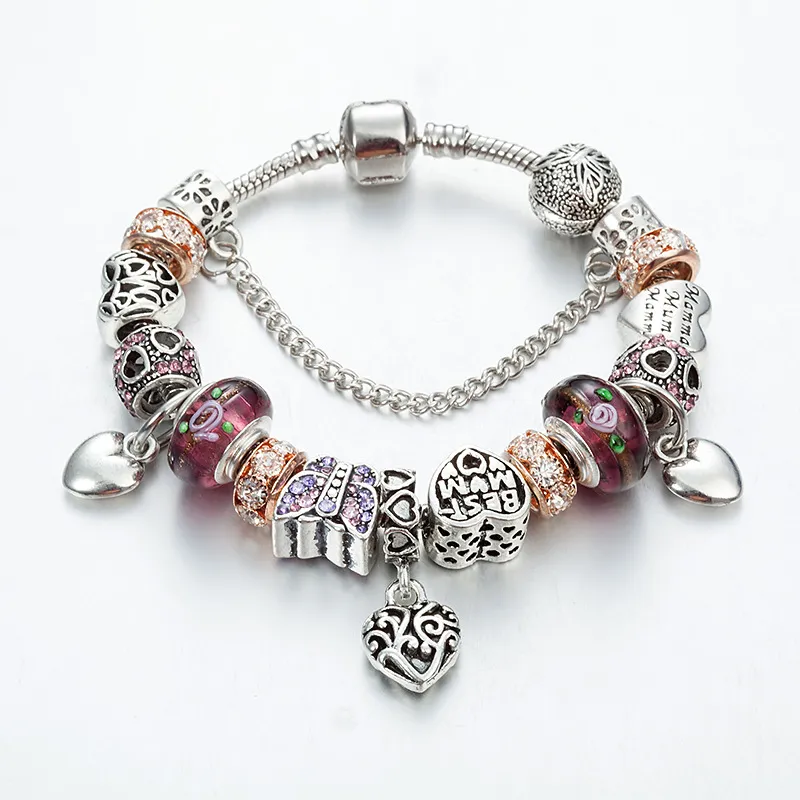 Strands colored glass set diamond bracelet butterfly beads DIY heart pendant ornaments wholesale