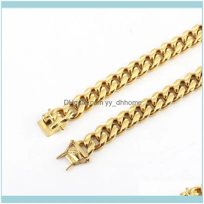 Chains 316L Stainless Steel Gold Necklace High Quality Color Plating Curb Cuban Chain Accesories For Men Women Jewelry Gift