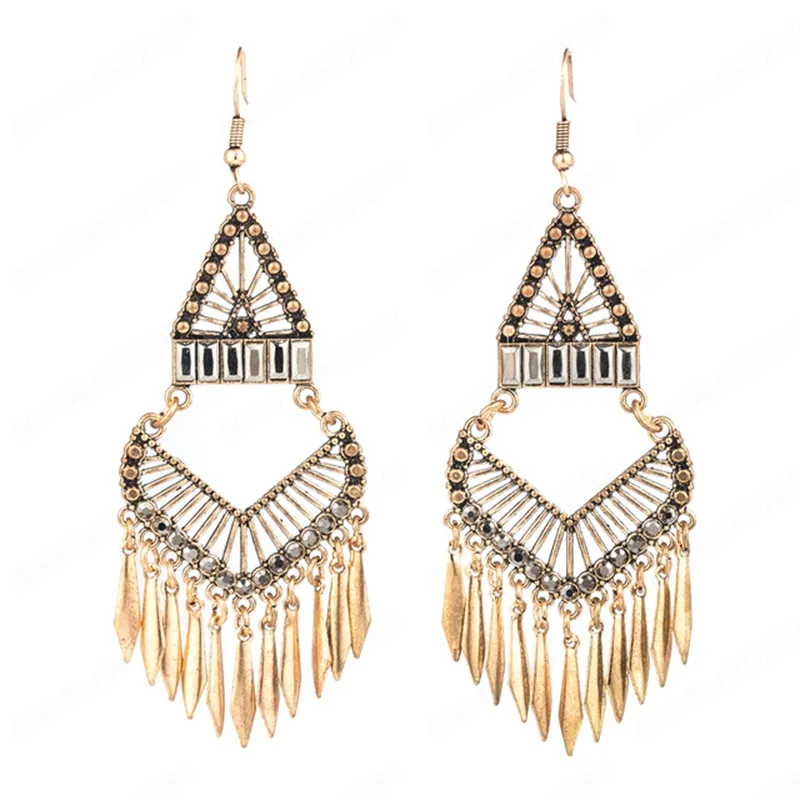 Böhmen Etnisk örhänge för kvinnor Kvinna Rose Goldn Luxury Tassel Dangle Drop Earrings Boho Indian Fine Smycken Tillbehör