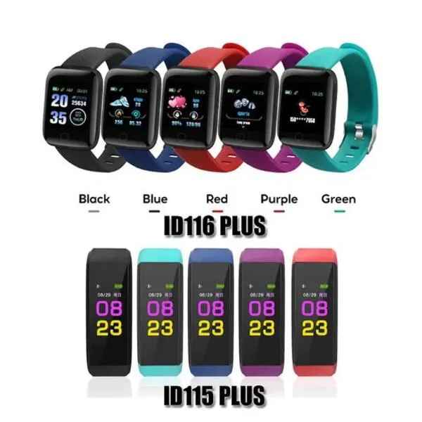 ID115HR Bracelet de surveillance imperméable pour Android Phone Phones ID115 ID116 Plus Bracelet Smart Watch Heart Cread Fitness Tracker