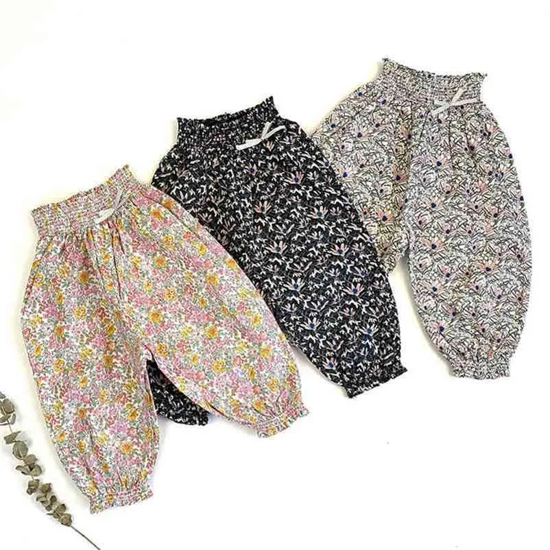 Spring Autumn Kids Boys Girls Floral Pants Children's Clothing Anti-mosquito Pant Baby Children Bloomers 210429