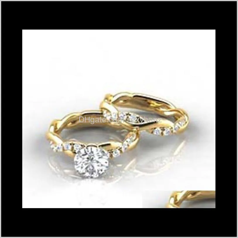 hot selling new ring twist diamond ring set european and beautiful fashion twisted diamond engagement ring fashion jewelry