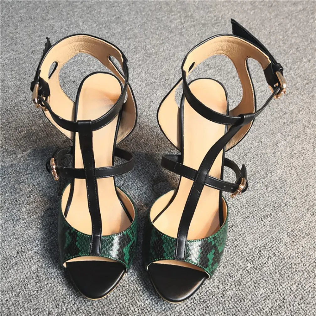 Handmade Ladies Stiletto High Heeled Sandals Buckle Ankle Starp Open-toe Patchwork Large Size 35-47 Evening Party Prom Fashion Sum2435
