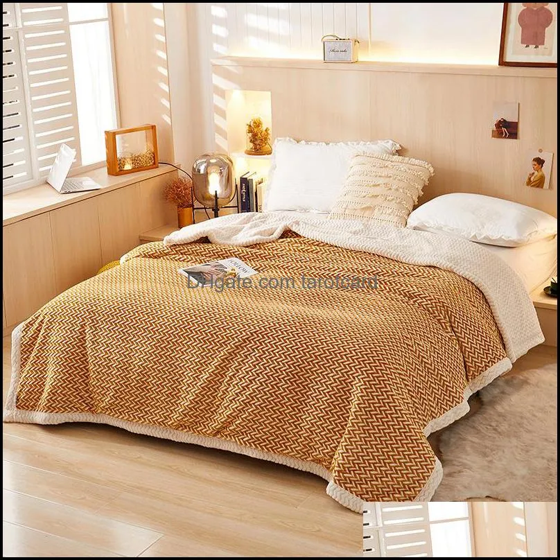 Double Layer Fleece Blanket Quilt Thick Warmth Winter Single and Sheets Plaid Sofa Soft Adult Cover Throw Blankets Bed Warm Stitch