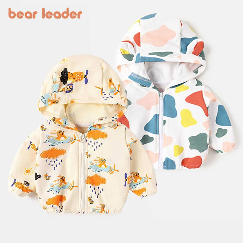 Bear Leader Toddler Boys Spring Casual Jackor Höst Born Girls Baby Cartoon Cute Hooded Coats Barnkläder 1-4Y 210708