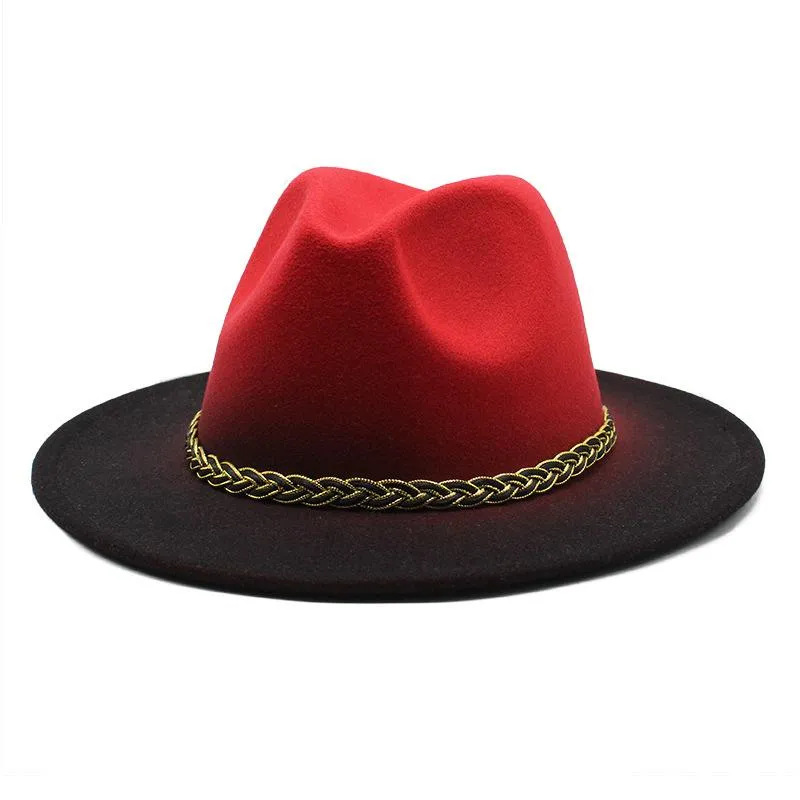 Felt Fedora Hat for Men and Women Wide Brim Cotton Patchwork 