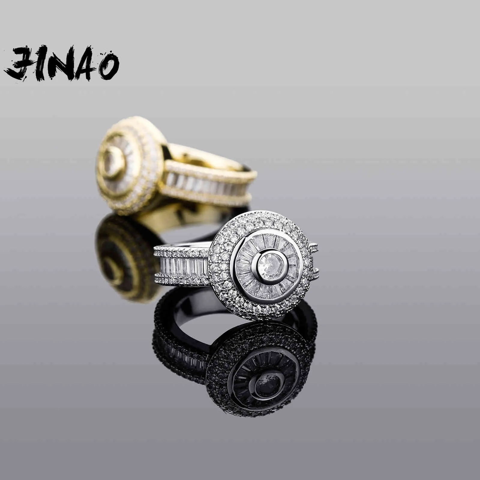 Jinao 2021 Zircon Retangular Homens de alta qualidade personalidade gelada fora de AAA + CZ anel jóias para presente