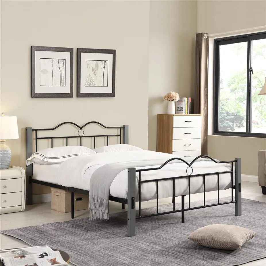 ABD stok metal ikiz boyut platform yatak ahşap ayak yatak odası mobilya ile) A53