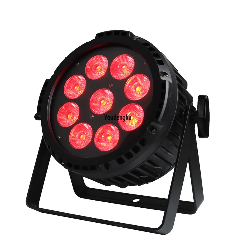 10個の充電式ワイヤレス9 * 10W LED PAR 4 In 1 RGBWワイヤレスバッテリー電源ドDMX屋外LED PAR 64防水フラットPARライト