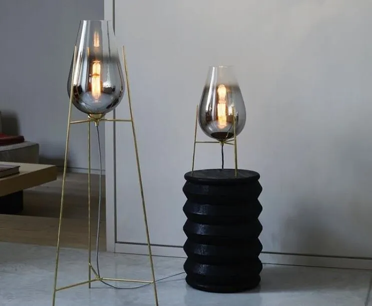 Smoked glass ball floor lamp hotsell