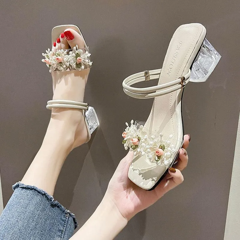 فستان أحذية النساء 2021 صندل الربيع الصيفي أزياء زهرة عالية النعال شاوسور فيم zapatos mujer