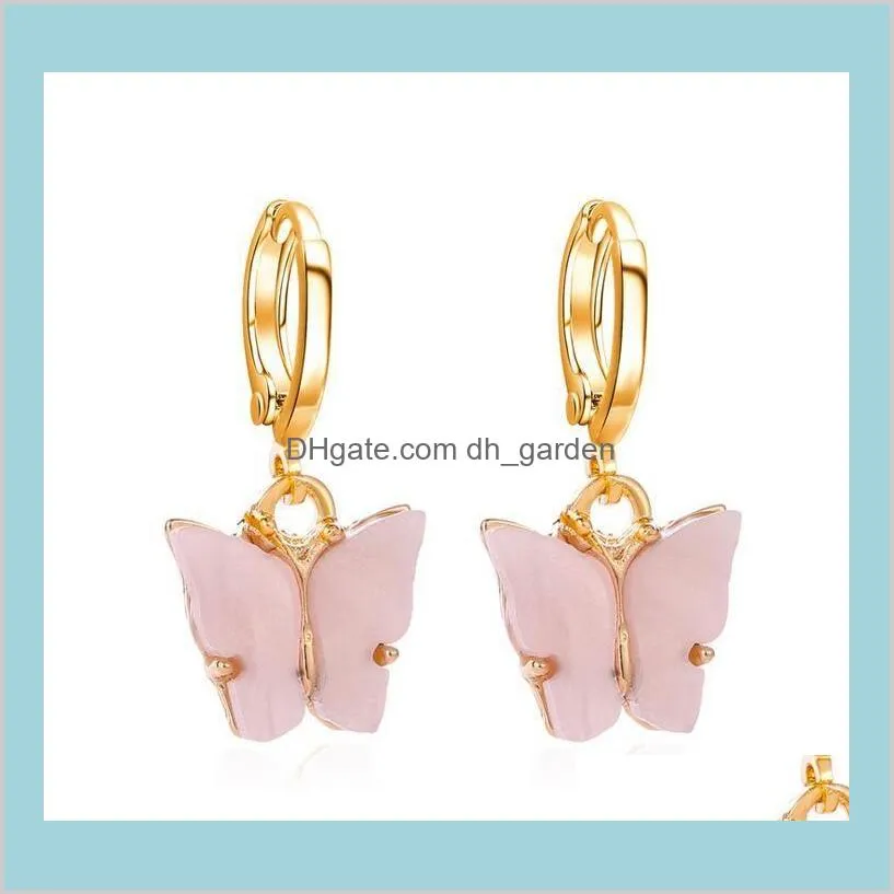 korean style butterfly eardrop earing sweet gold plated butterfly charm pendant ear clip earrings for women lady gift