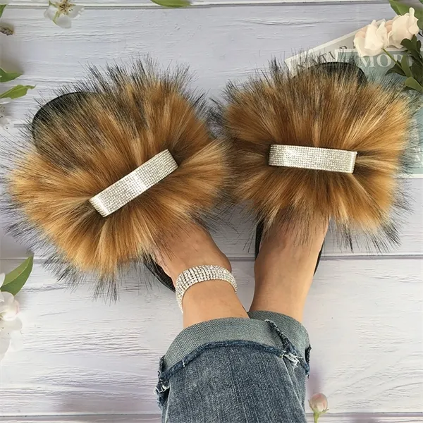 Faux fur best sale slides for women
