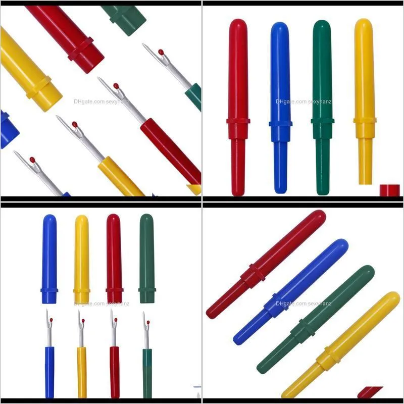 4 pieces 8.2cm steel colorful seam ripper sewing tool stitch thread unpicker hole cutter with plastic cap