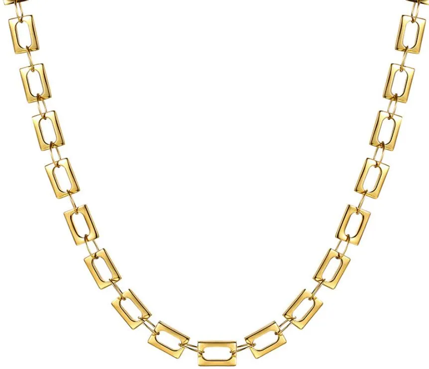 4,8 мм 17-дюймовый золотой / серебристый нержавеющая сталь квадратный ожерелье из нержавеющей стали.