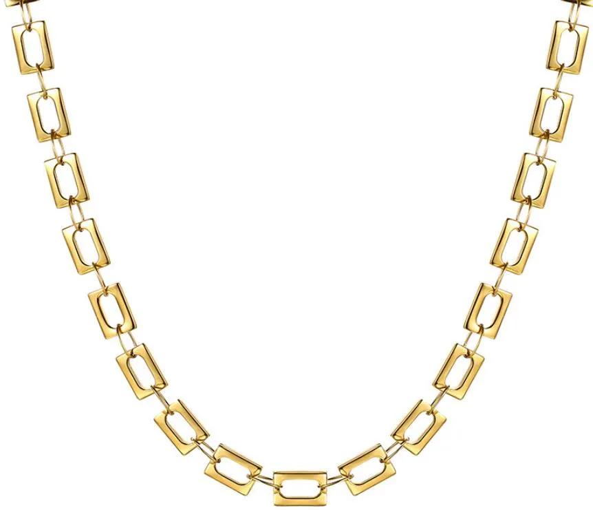 4,8 mm 17 pollici oro/argento collana a catena a maglia cava quadrata in acciaio inossidabile per donna uomo moda regalo di Natale