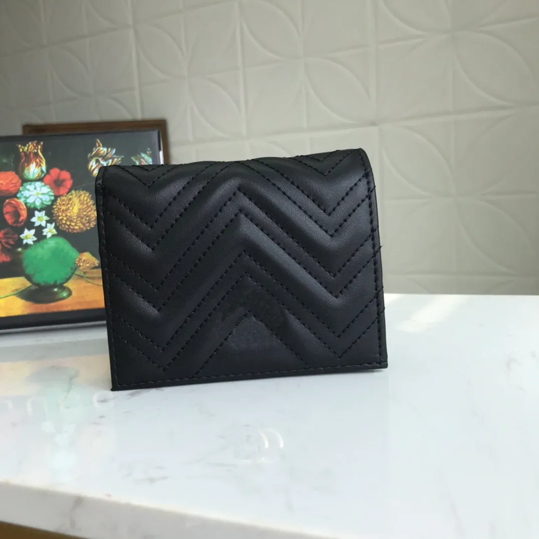 Роскошный дизайнер Marmont Wallet Case Высочайшее качество Модный женский кошелек для монет Стеганая кожа Мини Короткие кошельки Основной кредитный держатель для карт Клатч