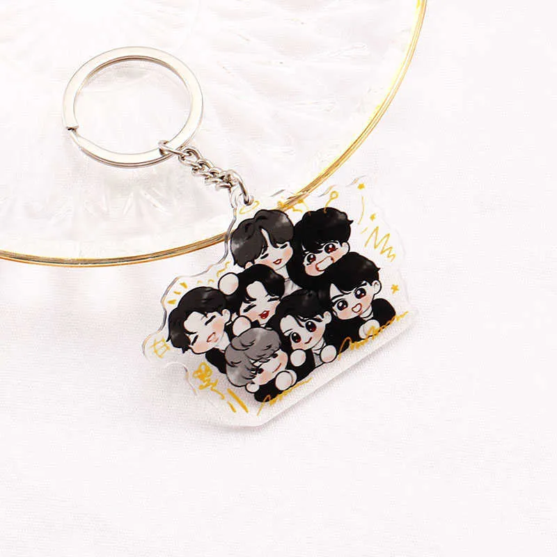 KPOP Bangtan Boys Keychainアルバムかわいいキーホルダーカーペンダント両面アクリルキーリングキーチェーンギフトFANS男性女性G1019