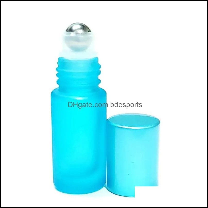 Storage Bottles & Jars 20pcs Rollerball  Oil 5ml Perfume Bottle Portable Frosted Colorful Glass Travel Deodorant