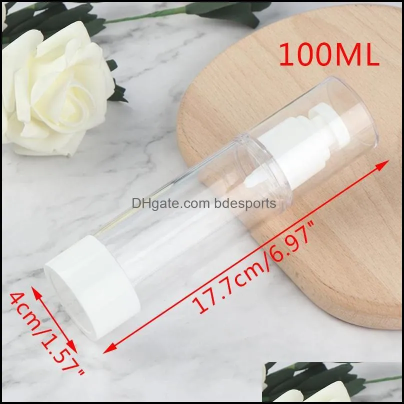 Storage Bottles & Jars 15-100ml Plastic Travel Bottle Refillable Transparent Airless Pump Perfume Vacuum Spray