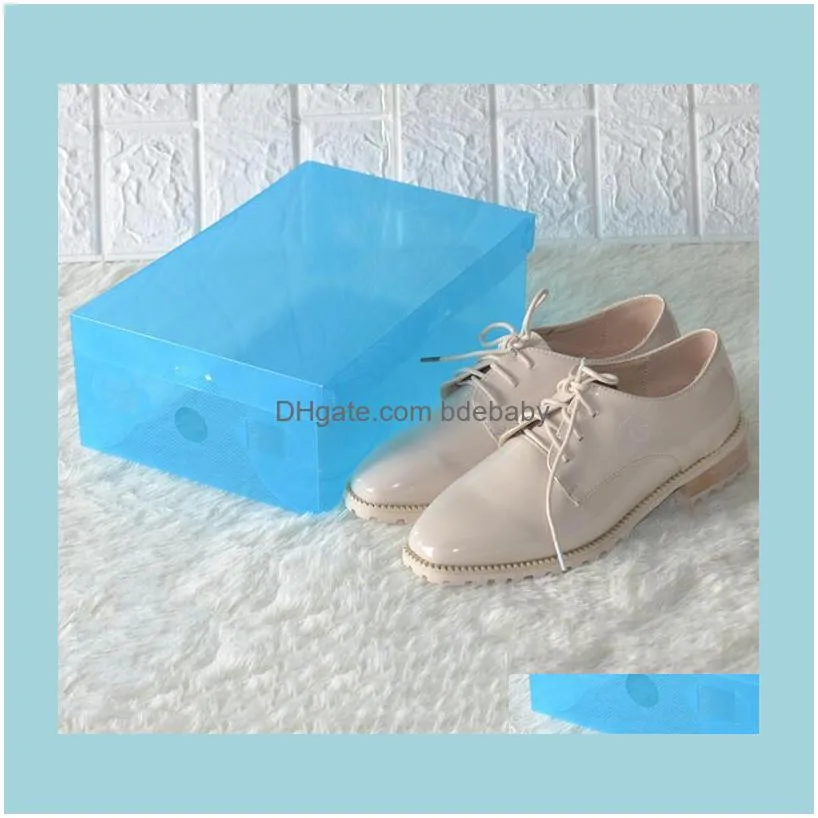 Plastic Shoe Boxes Thicken Clear Dustproof Shoe Storage Box Transparent Shoe Boxes Candy Color Stackable Shoes Organizer Box YL986