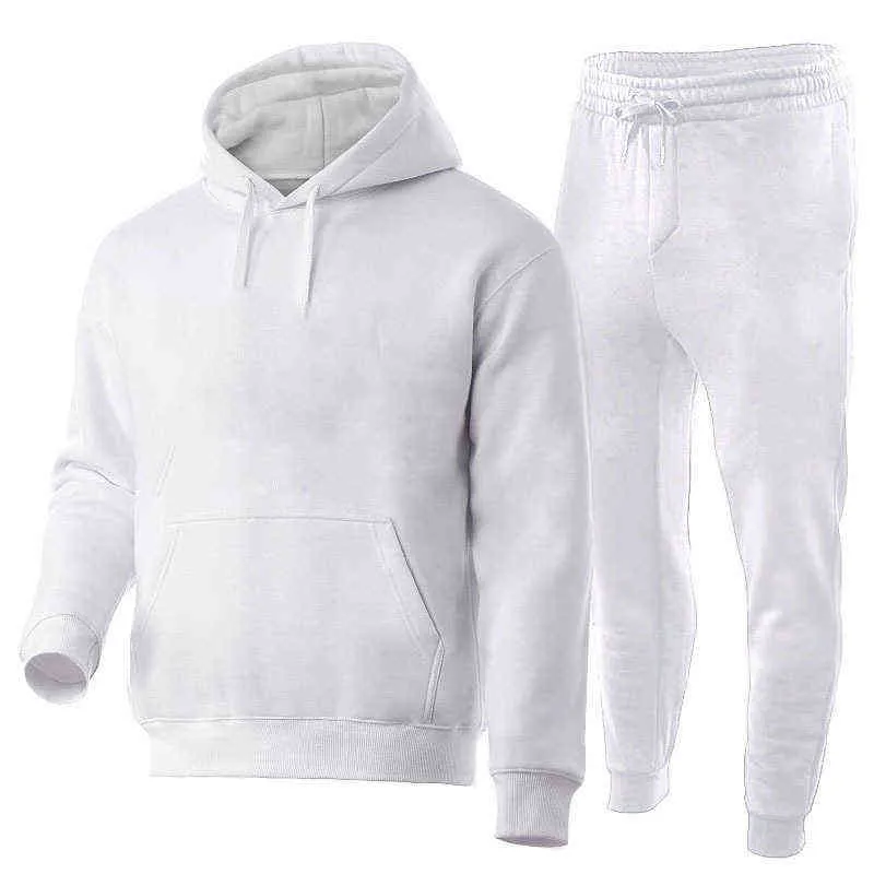 DHgate Mens 2 Piece Tracksuit Plain Hoodie Set Streetwear Wholesale Jacket and Pant Sweatsuit Trousers Suit 211106 Apparel