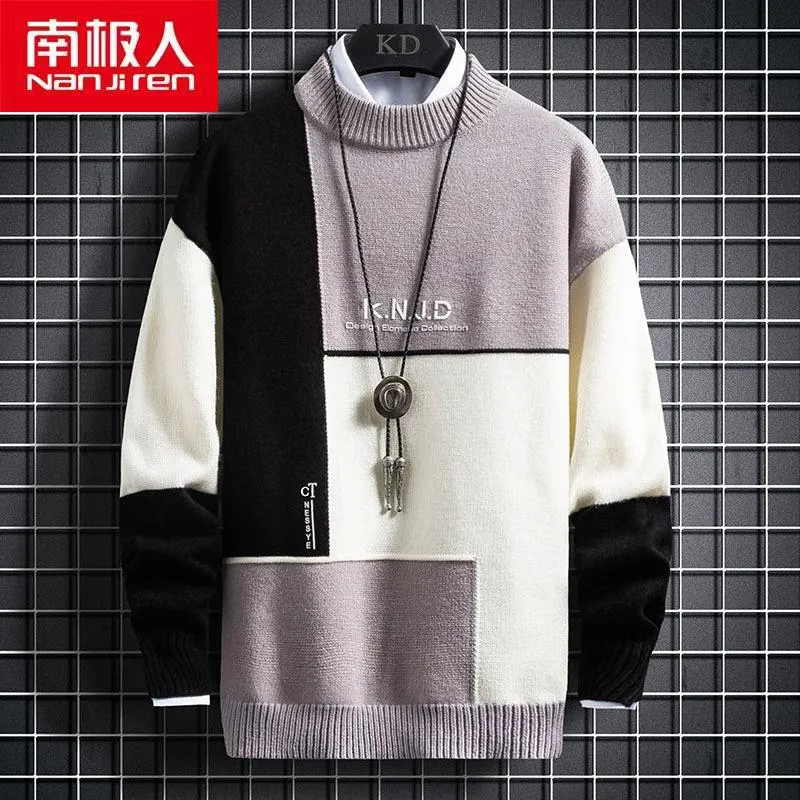 セール 高島屋 ナンジレン男性服プルオーバーフラットニットoネックカジュアルソリッドカラー格子暖かい長袖コットン厚いセーターメンズセーター 購入オンラインストア Lebenlog Com Br