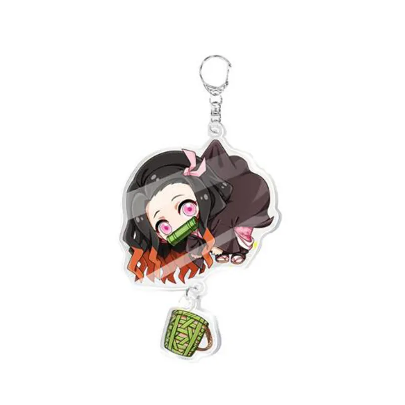 5pcs / 세트 CX 애니메이션 Demon Slayer Kimetsu No Yaiba Keychain Kamado Tanjirou Kamado-Nezuko Tomioka Giyuu 아크릴 열쇠 고리 귀여운 재미있는 만화