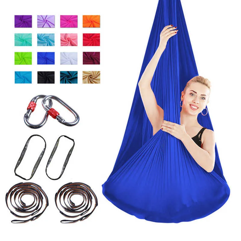 Full Set Flying-Aerial Yoga Hammock Fabric Swing Latest Multifunction Anti-gravity Belts Training For Sport X245 H1026