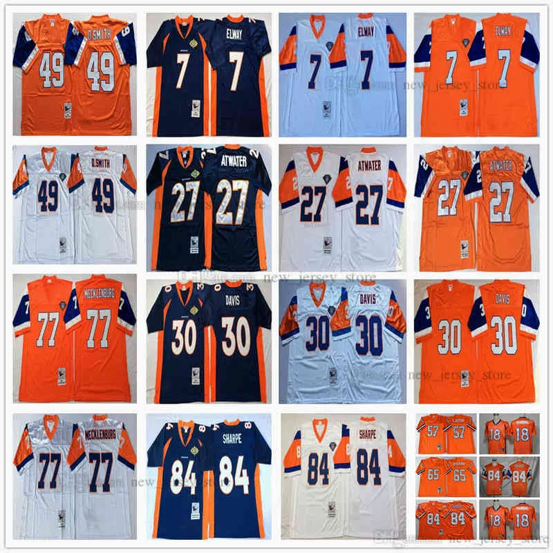 NCAA Vintage 75th Retro College Football Jerseys Сшитый белый синий оранжевый Джерси 0021