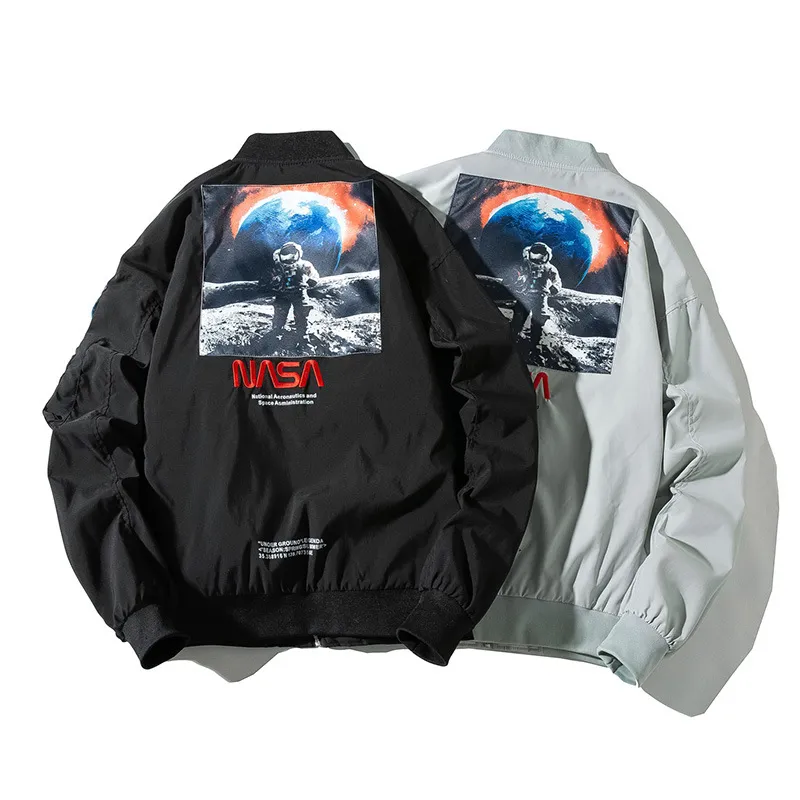 Designer NASA Jacke Herren Reißverschluss Kleidung Flugpilot Herrenjacken Mäntel klassischer Bomber Windjacke Winter warm dicker Baseballmantel Hip Hop Streetwear Plus Size Top