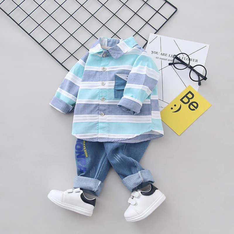 New 100% Cotton Boys Clothes Stripe Clothing for Boys Casual Clothing Sets Shirt+Shorts 2 Pcs Children Clothing Baby Boy Clothes X0902