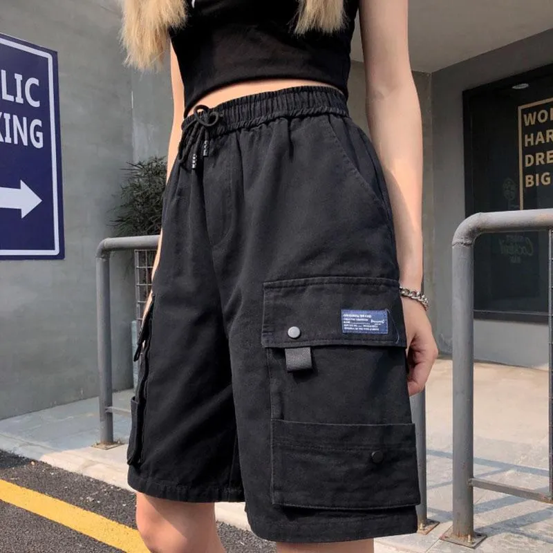 Pantalones Donna Biker Shorts Women StreetWaer kombinezon vero krótki wetentowanie femme ciemny hiphop upuszczenie ubrania spodenki damskie damskie