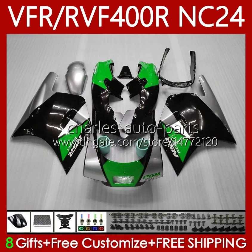 دراجة نارية للجسم لهوندا RVF400R RVF400 R VFR400R 87 88 Bodywork 78NO.98 NC24 V4 RVF VFR 400 Green Black VFR400 R 400RR VFR 400R 1987 1988 VFR400RR 87-88 Fairing Kit